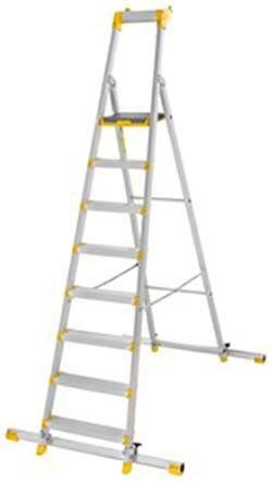 W.steps 55P Trappstege med certifierat aluminium, med stegfot 8 steg, Stegar & ställningar