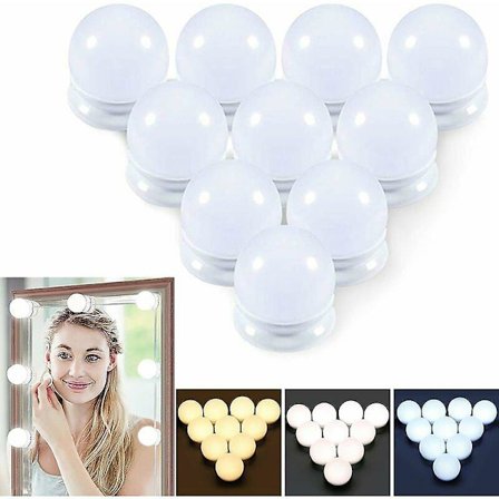 Hollywood-stil USB-drevet spejl med LED-lys, 3 farvetilstande og 10 justerbar lysstyrke