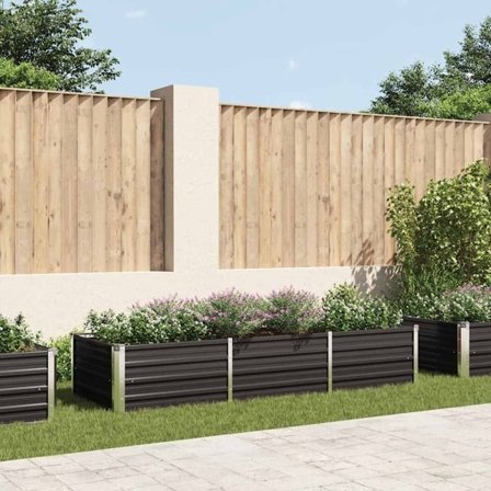 vidaXL Odlingslåda upphöjd antracit 240x80x45 cm galvaniserat stål