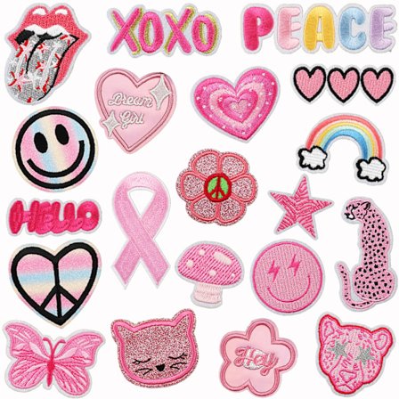 /#/25 termoklæbende broderede patches i pastelfarver til syning/#/