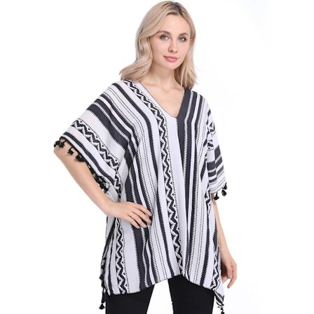Chiffon Poncho Caftan Sjal Med Kvast Åben Front Cardigant Til Dame