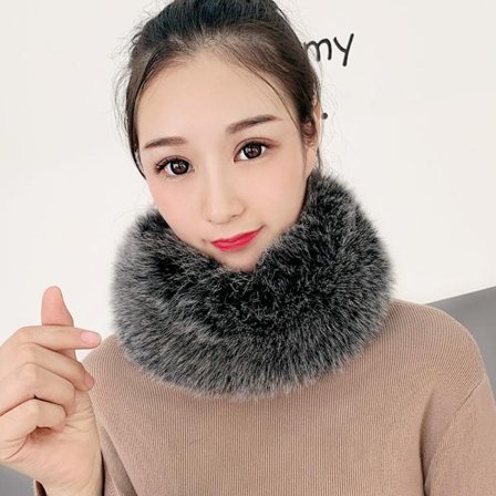 Vinter Neck Wrap Faux Fur tørklæde SORT&HVID