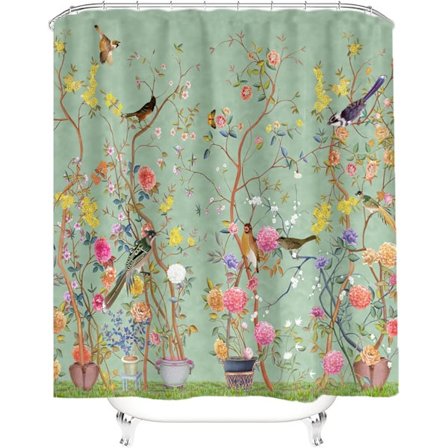 Blommig duschdraperi, fjärilsblomma badrumsdraperier, duschdraperi, tvättbar badkarsdraperi, 71x71in, C