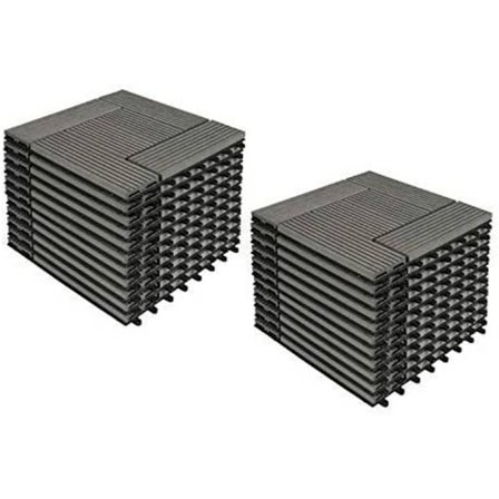 Rootz Premium WPC terrassefliser - terrassefliser - Sammenlåsende gulve - Holdbar og UV-bestandig - Nem installation - Alsidig brug - 30 cm x 30 cm x