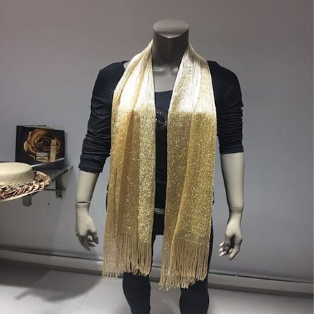Sjal Wrap Scarf Konstgjort Polyester Garn Lätt Wrap Scarf för Vår Höst Guld