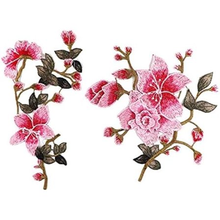 2 kpl Ruusu Brodeerattuja Kaulusmerkkejä Ommeltavaksi Mekkoon Hattuun Laukkuun Farkkuihin DIY Käsityö Vaatteiden Asusteet - Pinkki