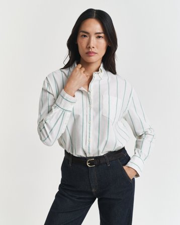 GANT Damen Relaxed Fit Classic Oxford-Bluse mit Streifen (42) Grün