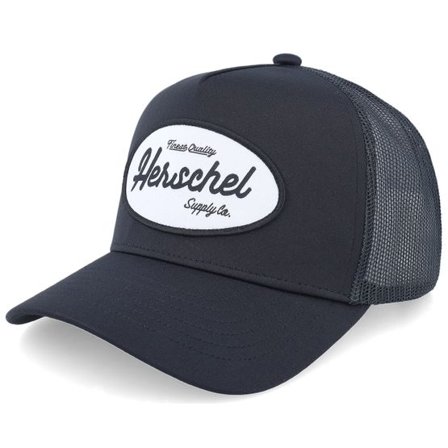 Herschel - Svart trucker Keps - Whaler Tall Mesh Gas Station Cap Black A-Frame Trucker @ Hatstore