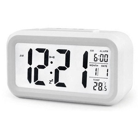 LED Digital Vekkerklokke Snooze Elektronisk Vekkerklokke Temperatur Luftfuktighet Display Skrivebordsklokker H (FMY) Hvit