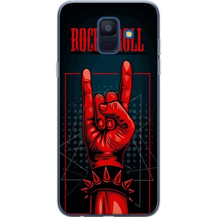 Kompatibelt Mobildeksel til Samsung Galaxy A6 (2018) Rock & Roll håndtegn – Rødt og sort motiv med heavy metal inspirasjon