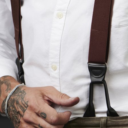 Brede Mørkebrune Bukseseler med Knappefeste for menn - Bukseseler med knapper