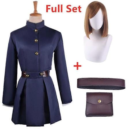 Japansk Anime Uniform Kugisaki Nobara Cosplay Kostume Halloween Karneval Party Fancy Dress til Kvinder Navy with wig S
