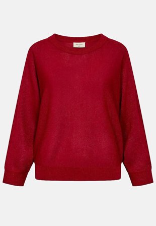 Freequent - Finstickad tröja med glittertrådar - röd - för damer - S (38) - Cellbes