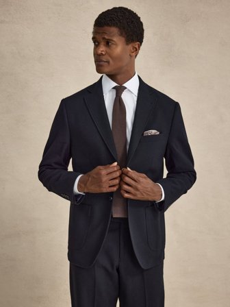 John Henric Men's Marineblauer Flanell Anzug Size