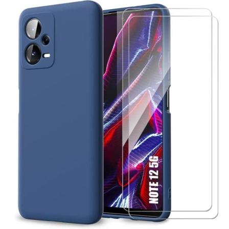 Fodral till Xiaomi Redmi Note 12 5G Silikon Ultra Slim Marinblå + 2 skärmskydd i härdat glas