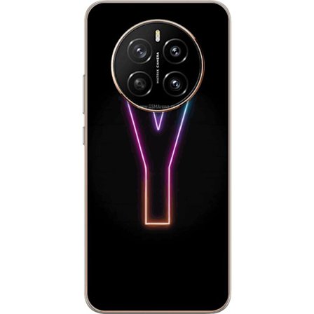 Yhteensopiva Puhelinkuori Honor Honor Magic7 Minimalistinen neonkirjain Y värinvaihtuvassa valossa mustaa taustaa vasten