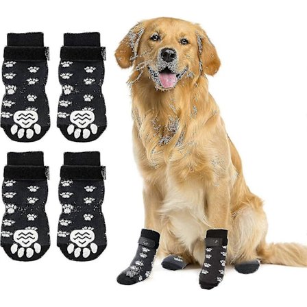 2 Par Anti-Skli Hundesokker, Hundesokker Med Stropper For Trekkraftkontroll For Innendørs Bruk På Tregulv