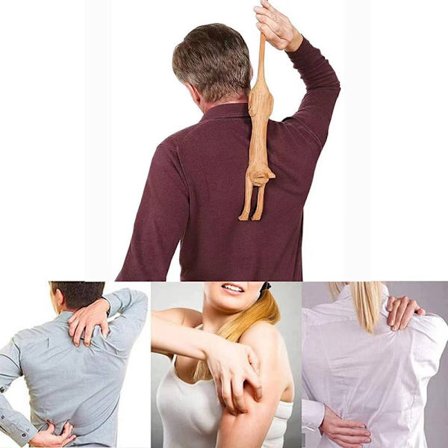 Rolig Träkattformad Ryggkliar med Långt Handtag