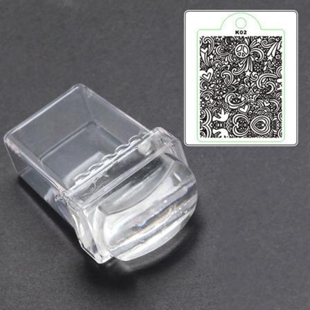 Rektangulär nail art Transparent silikon nageltryckmall Professionell DIY a 2