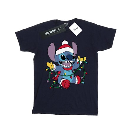Disney Dam/Kvinnor Lilo Och Stitch Julbelysning Bomull Boyfriend T-Shirt