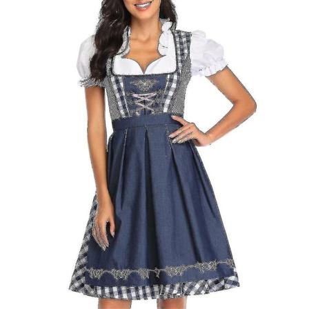Ny dam Dirndl - Traditionell bayersk klänning för kvinnor, ölflicka-klänning, blus och förkläde, Röd S