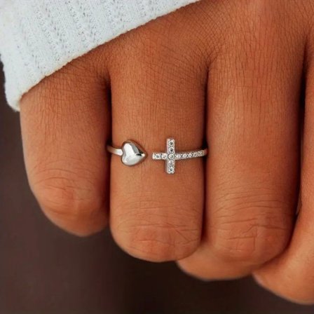 Enkelhet hög känslighet kors kärlek inlägg diamant öppning ring kvinna personlighet halsband utsökta händer