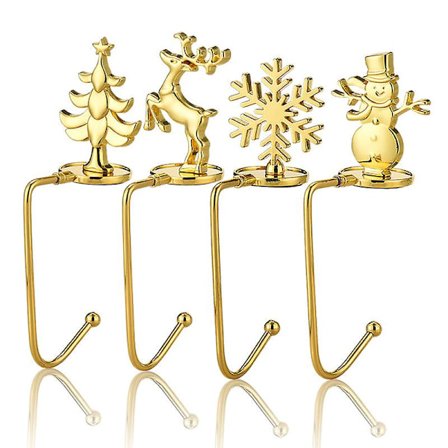 4 st. Spishållare för öppen spis, julsnöflinga, julhänge, julklapp, metallhänge för öppen spis (guld)