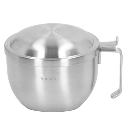 304 Instant Nudelskål i rostfritt stål med lock Instant Ramen-skål Stor soppskål med brett handtag fyrkantig botten