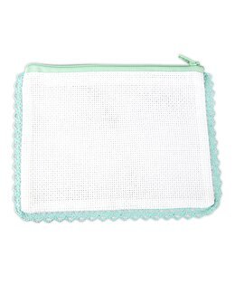 Pung hvit aida/turkis uten garn og mønster - Duftin
