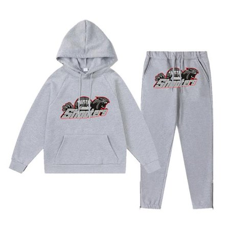 Trapst Tiikerinpääpainatus Hupullinen Plyysipaita Muoti Liukuvärjätty Kirjain Rento Urheiluasu Painatus 04 Harmaa S-XF27- S