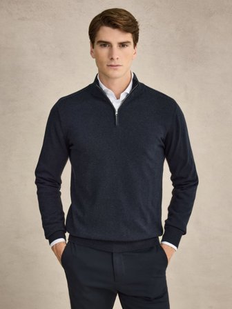 John Henric Men's Blauer Zip Pullover Regular Fit Size L