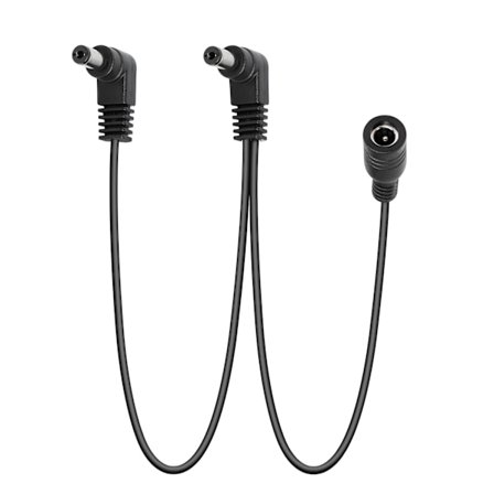 Daisy Chain 1 till 2-vägs gitarr-effektpedal strömkabel DC5521 9V 2A Höger vinkel -1.8Ft - Svart