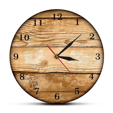 Væg ur, træ, 100% lydløs uden tikkende, diameter 33 cm,
