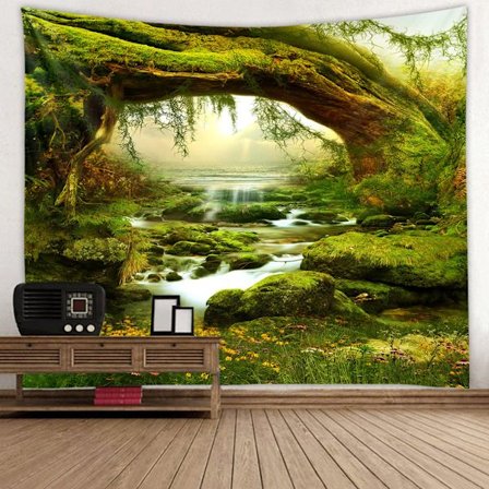 Psykedelisk Gobelin Boheme Jungle Vægkunst Dekoration 150x200cm grøn