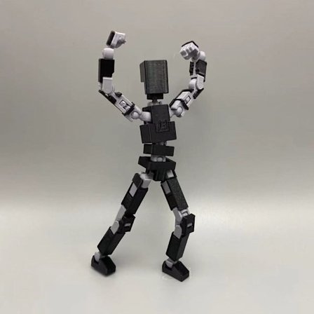 3D-printet mannekengleketøy robot actionfigur SVART