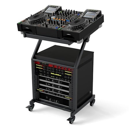 COSTWAY Professionelt 2-niveau Rack Audio, Støtte til DJ Mixerpult 9U, Justerbare Stænger, Låselige Hjul