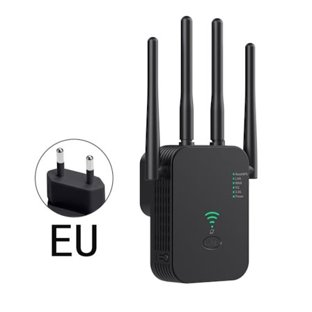 wifi-forlænger, trådløs wifi-signalforstærker 1200MMbps, dækker et område på 3.600 kvadratfod (sort)