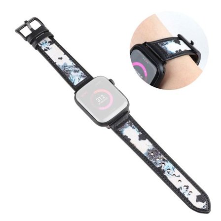Apple Watch 40mm pattern landscape leather watch strap - Blue