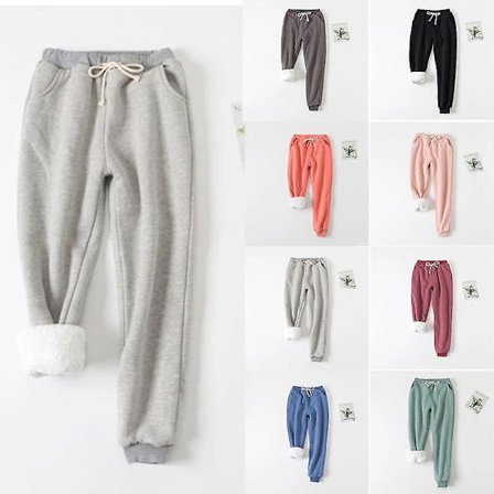 Behagelige Sweatpants Efterår Vinter Dame Fleece Sweatpants Bukser Casual Tyk Fløjl Løs Cashmere