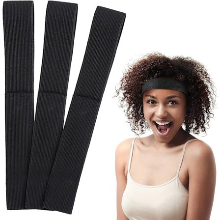 3-pack Svart 2,5 cm Perukhållarband, Hårband Halkfria
