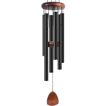 Stor 66 cm aluminium vindspel för utomhus-, trädgårds- och uteplatsdekoration för att skapa en zen-atmosfär. Klassiskt svart vindspel med vindflöjel