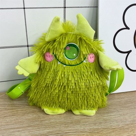 Grön barnplyschväska barn enkel axelväska obliqu