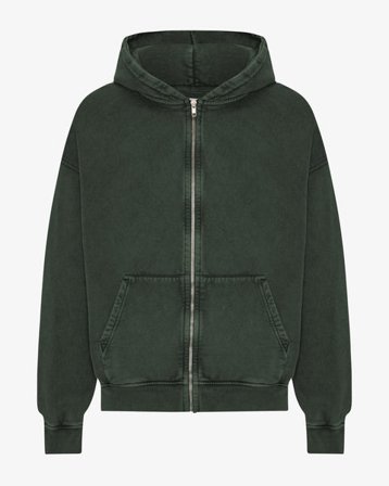 Organic Oversized Zip Hood - Midnight Forest