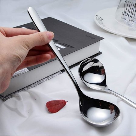 Små øser, sauseskeer, saus- og suppeskeer, 4-pakke SUS 304 (18/10) ikke-magnetisk rustfritt stål 8'' øser