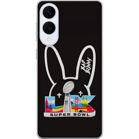 Kompatibel Mobilcover til Samsung Galaxy S25 Edge Bad Bunny portræt med åben skjorte, tatoveringer og krøllet hår i stilfuld modefotografering