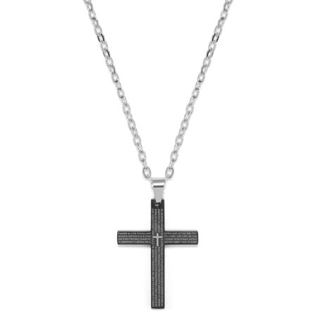 Cruce neagră mică cu colier din oțel inoxidabil pentru bărbați - Coliere din oțel