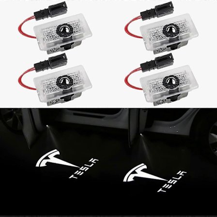 Dør Logo Projektor Lys Velkomstlys Trinnlys For Tesla Model 3 Model Y Model S Model X Bildørlys Tesla Lys Tesla Tilbehør, 4 [db]