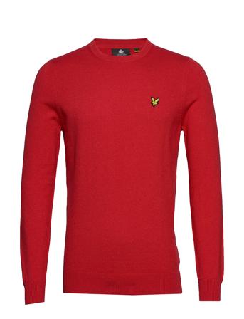 Cotton Merino Crew Jumper Stickad Tröja M. Rund Krage Röd Lyle & Scott