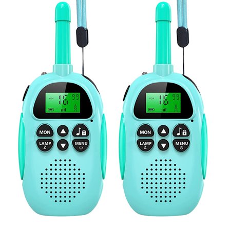 2 Pak Walkie Talkies til Børn Genopladelige - Børns Julegave Fødselsdagsgave med Lommelygte, til Udendørs, Camping, Vandreture