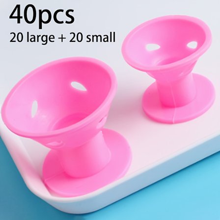 40 st Hårrullar (20 stora + 20 små) - Rosa & Vit, Flera storlekar för alla hårtyper